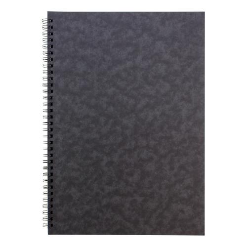Notebook Sidebound Twin Wire 80gsm Ruled & Perforated 120pp A4 Black [Pack 10] The OT Group
