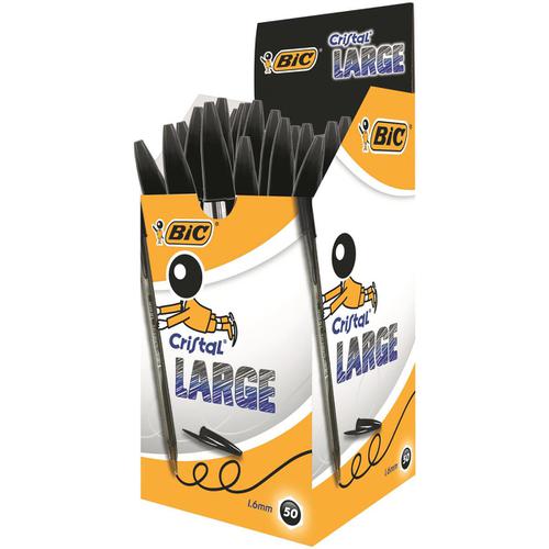 Bic Cristal Large Ball Pen Broad 1.6mm Tip 0.42mm Line Black Ref 880648 [Pack 50] 862371 Buy online at Office 5Star or contact us Tel 01594 810081 for assistance