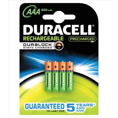 Duracell Stay Charged Battery Long-life Rechargeable 850mAh AAA Size 1.2V Ref 81364755 [Pack 4]