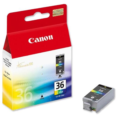 Canon CLI-36 Inkjet Cartridge Page Life 249 pages 12ml Tri-Colour Ref 1511B001 837334 Buy online at Office 5Star or contact us Tel 01594 810081 for assistance