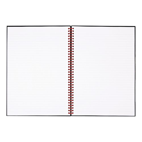 Black n Red Notebook Wirebound 90gsm Ruled Recycl Perforated 140pp A4 Glossy Black Ref 100080189 [Pack 5]