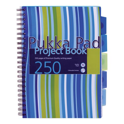 Pukka Pad Project Book Wirebound Perforated Ruled 5-Divider 80gsm 250pp A4 Assorted Ref PROBA4 [Pack 3] Pukka Pads Ltd