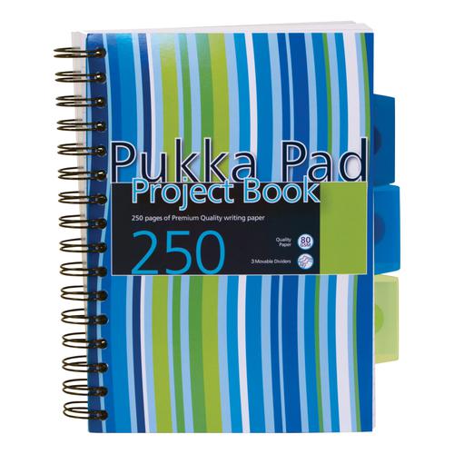 Pukka Pad Project Book Wirebound Perforated Ruled 3-Divider 80gsm 250pp A5 Assorted Ref PROBA5 [Pack 3] 836762 Buy online at Office 5Star or contact us Tel 01594 810081 for assistance