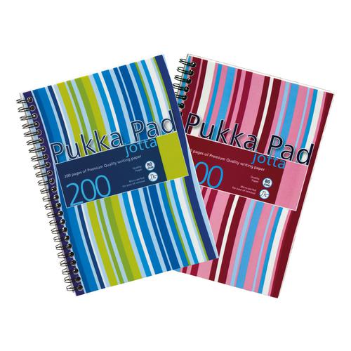 Pukka Pad Jotta Notebook Poly Wirebound 80gsm Ruled Perforated 200pp A5 Assorted Ref JP021 3/4 [Packed 3]