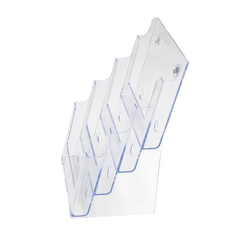 Literature Display Holder Multi Tier for Wall or Desktop 4 x A4 Pockets Clear 4043077 Buy online at Office 5Star or contact us Tel 01594 810081 for assistance