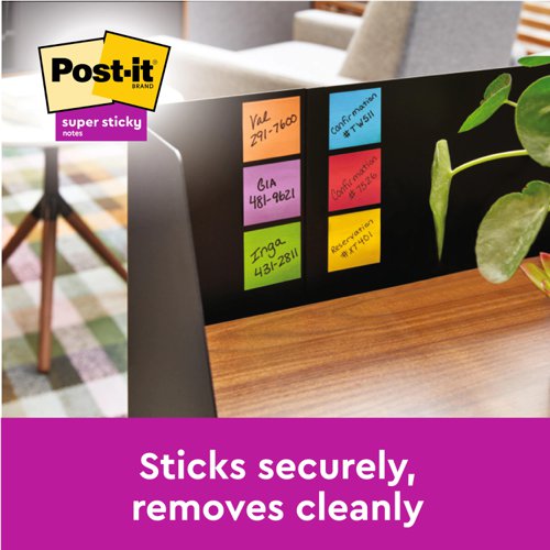 Post-it Super Sticky Removable Notes Pad 90 Sheets 76x76mm Ultra Assorted Ref 654-12SS-UC [Pack 12]