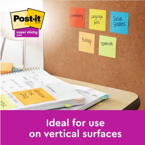 Post-it Super Sticky Removable Notes Pad 90 Sheets 76x76mm Ultra Assorted Ref 654-12SS-UC [Pack 12]