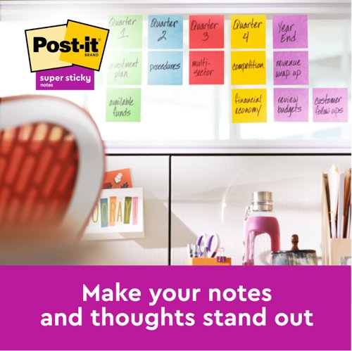 Post-it Super Sticky Removable Notes Pad 90 Sheets 76x76mm Ultra Assorted Ref 654-12SS-UC [Pack 12]