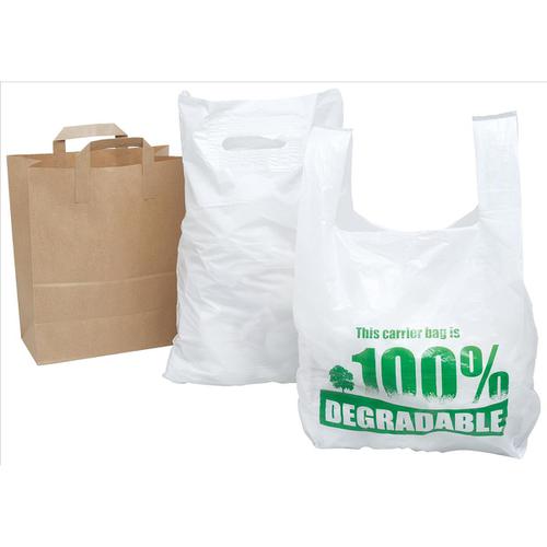 SOS Paper Bag Large Take-Away Brown Block Bottom Flat Handle [Pack 250]