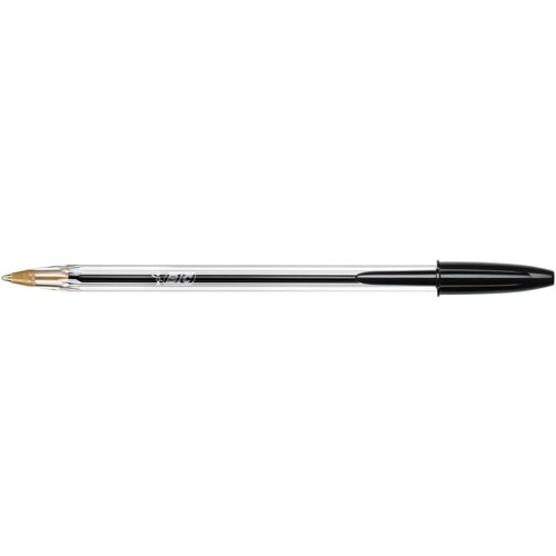 Bic Cristal Ball Pen Clear Barrel 1.0mm Tip 0.32mm Line Black Ref 8373632 [Pack 50]