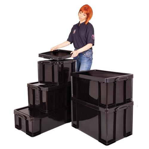 Really Useful Storage Box Plastic Recycled Robust Stackable 35 Litre W390xD480xH310mm Black Ref 35BK Really Useful Products