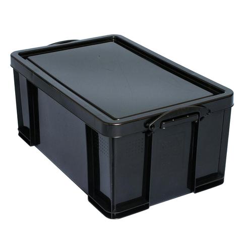 Really Useful Storage Box Plastic Recycled Robust Stackable 64 Litre W440xD710xH310mm Black Ref 64BK