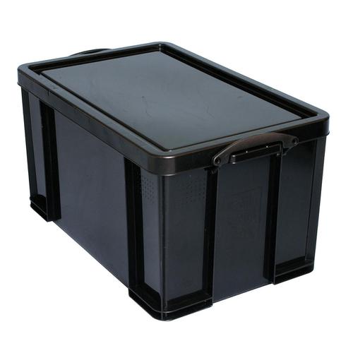 Really Useful Storage Box Plastic Recycled Robust Stackable 84 Litre W444xD710xH380mm Black Ref 84BK