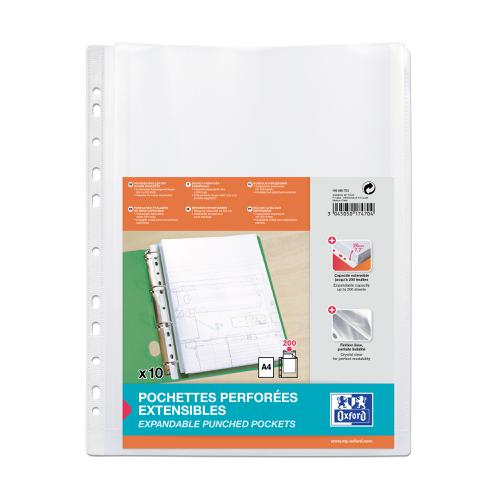 Oxford Expanding Pchd Pocket Extra Capacity Polypropylene 180 Micron A4 Clear Ref 100080753 [Pack 10] Hamelin