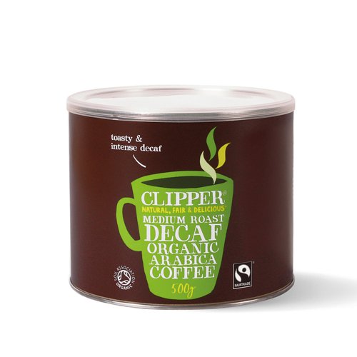 Clipper Fairtrade Instant Decaffeinated Coffee Organic Granules Freeze Dried Tin 500g Ref 0403274  857173