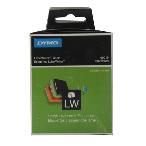 Dymo LabelWriter Labels Lever Arch File Large 60x190mm White Ref 99019 S0722480 [Pack 110] 879215 Buy online at Office 5Star or contact us Tel 01594 810081 for assistance