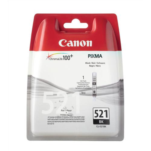 Canon CLI-521BK Inkjet Cartridge Page Life 3425pp 9ml Black Ref 2933B001AA 861049 Buy online at Office 5Star or contact us Tel 01594 810081 for assistance