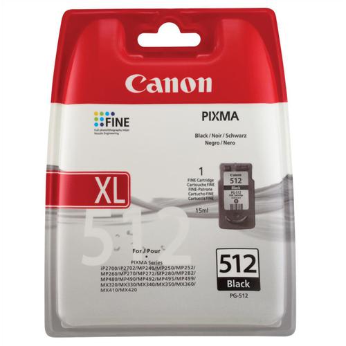 Canon PG-512 Inkjet Cartridge High Yield Page Life 401pp 15ml Black Ref 2969B001AA 887633 Buy online at Office 5Star or contact us Tel 01594 810081 for assistance