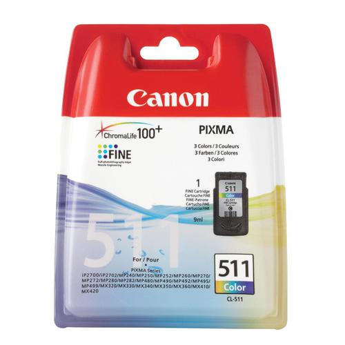 Canon CL-511 Inkjet Cartridge 244pp 9ml Tri-Colour Ref 2972B001AA 872725 Buy online at Office 5Star or contact us Tel 01594 810081 for assistance