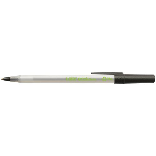 Bic Ecolutions Stic Ball Pen Recycled Slim 1.0mm Tip 0.32mm Line Black Ref 8932393 [Pack 60]