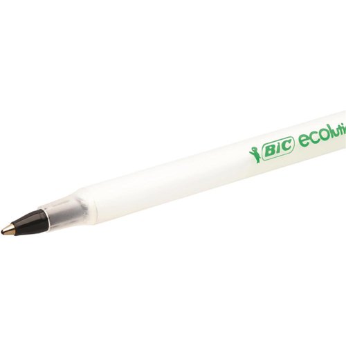 Bic Ecolutions Stic Ball Pen Recycled Slim 1.0mm Tip 0.32mm Line Black Ref 8932393 [Pack 60]