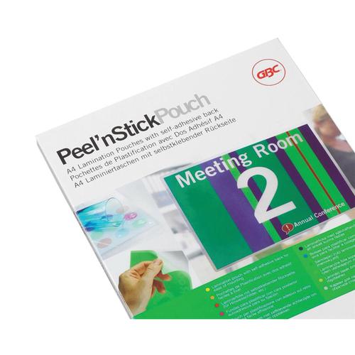 GBC Peel nStick Laminating Pouches Gloss 200 Micron A4 Ref 41666E [Pack 100] ACCO Brands