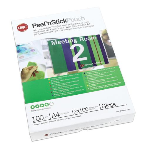 GBC Peel nStick Laminating Pouches Gloss 200 Micron A4 Ref 41666E [Pack 100] 882084 Buy online at Office 5Star or contact us Tel 01594 810081 for assistance
