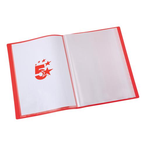 5 Star Office Display Book Soft Cover Lightweight Polypropylene 40 Pockets A4 Red