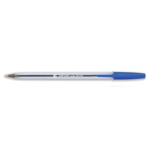 5 Star Office Ball Pen Clear Barrel Medium 1.0mm Tip 0.4mm Line Blue [Pack 50]