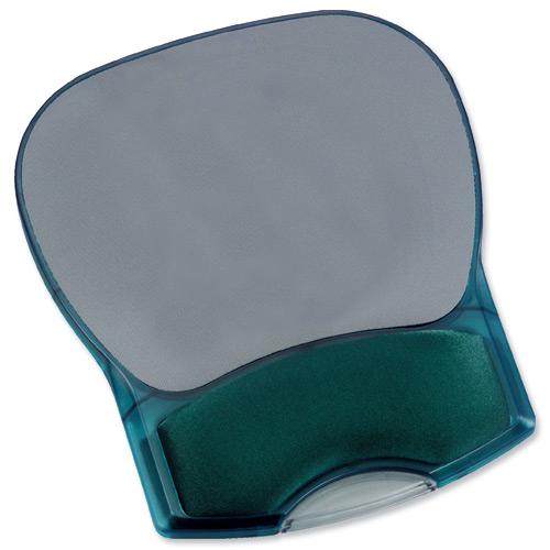 Mouse Mat Pad with Wrist Rest Gel Translucent Blue The OT Group