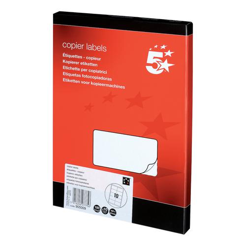 5 Star Office Multipurpose Labels Laser Copier Inkjet 10 per Sheet 105x58mm White [1000 Labels]