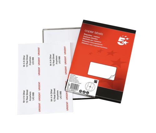 5 Star Office Multipurpose Labels Laser Copier and Inkjet 4 per Sheet 105x148.5mm White [400 Labels]  905017