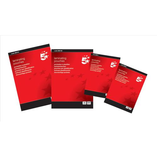 5 Star Office Laminating Pouches 150 Micron for A3 Gloss [Pack 100] 906101 Buy online at Office 5Star or contact us Tel 01594 810081 for assistance