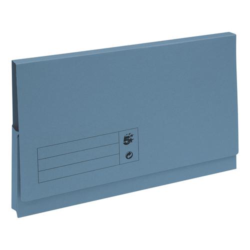 5 Star Office Document Wallet Full Flap 285gsm Recycled Capacity 32mm Foolscap Blue [Pack 50]