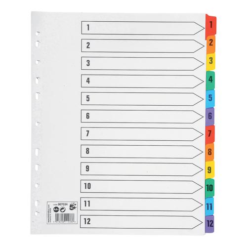 5 Star Office Maxi Index 1-12 Multipunched Mylar-reinforced Multicolour-Tabs 150gsm Extra Wide A4+ White The OT Group