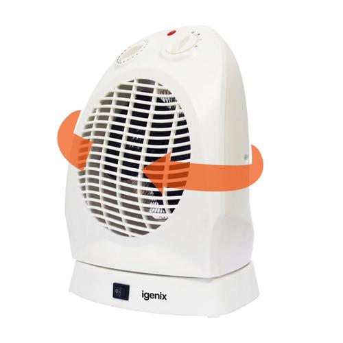 2kW Upright Oscillating Fan Heater with Thermostat 2 Heat Settings 1kW 2kW White Ref HG01168  4075145 Buy online at Office 5Star or contact us Tel 01594 810081 for assistance