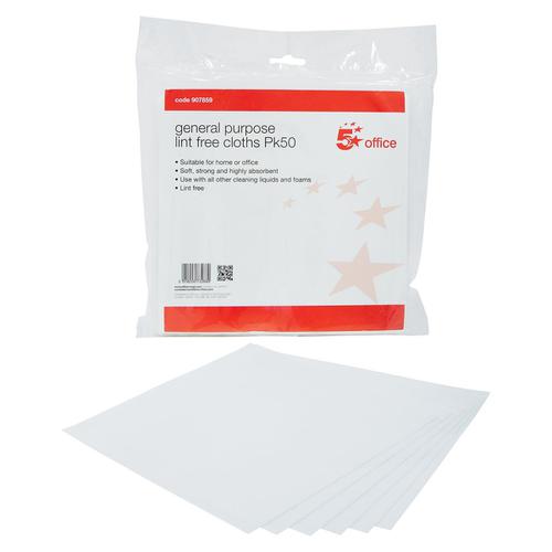 5 Star Office General Purpose Absorbent Lint Free Wipes [Box 50]