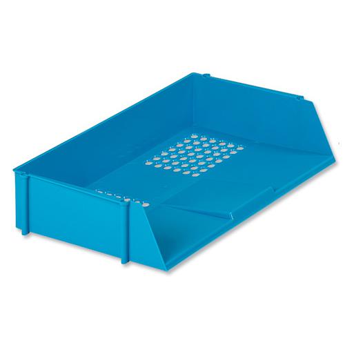 5 Star Office Filing Tray Wide Entry Polystyrene Stackable Blue