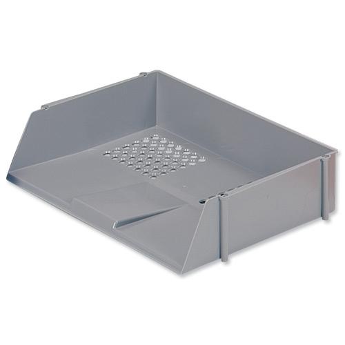 5 Star Office Letter Tray Wide Entry High-impact Polystyrene Stackable Grey