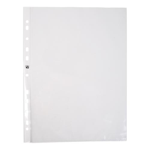 5 Star Office Punched Pocket Polypropylene Top and Side-opening 50 Micron A4 Glass Clear [Pack 100]  908331