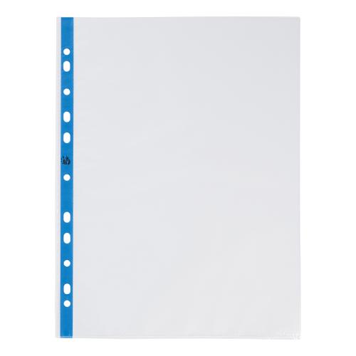 5 Star Office Punched Pocket Polypropylene Embossed Blue Strip Top-opening 60 Micron A4 Clear [Pack 100] 908358 Buy online at Office 5Star or contact us Tel 01594 810081 for assistance