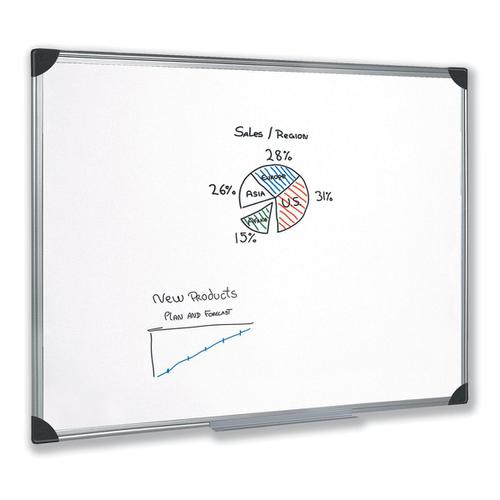 5 Star Office Whiteboard Drywipe Magnetic with Pen Tray and Aluminium Trim W1200xH900mm
