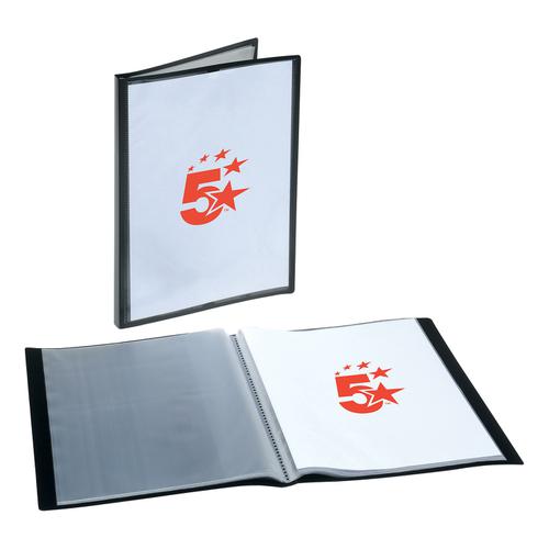 5 Star Office Display Book Personalisable Cover Polypropylene 20 Pockets A4 Black
