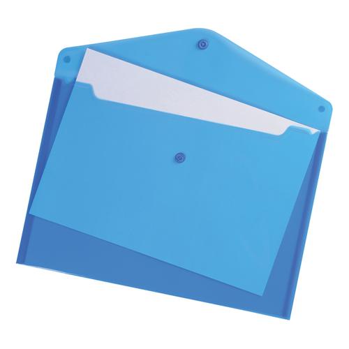 5 Star Office Envelope Stud Wallet Polypropylene A4 Translucent Blue [Pack 5] The OT Group