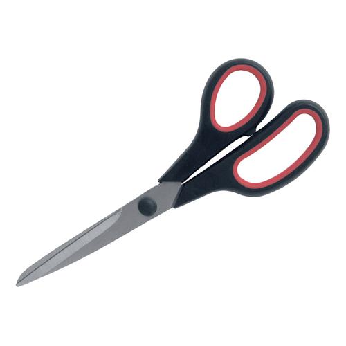 909272 5 Star Office Scissors 210mm with Rubber Handles Stainless Steel Blades Black/Red