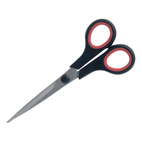 5 Star Office Scissors 160mm Rubber Handles Stainless Steel Blades Black/Red