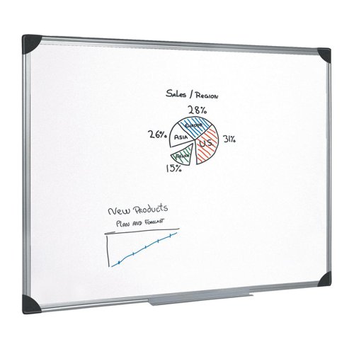 5 Star Office Whiteboard Drywipe Magnetic with Pen Tray and Aluminium Trim W1800xH1200mm