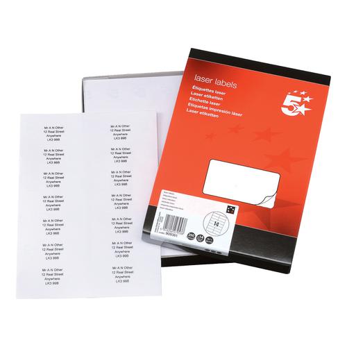 5 Star Office Multipurpose Labels Laser Copier Inkjet 14 per Sheet 99.1x38.1mm White [3500 Labels]