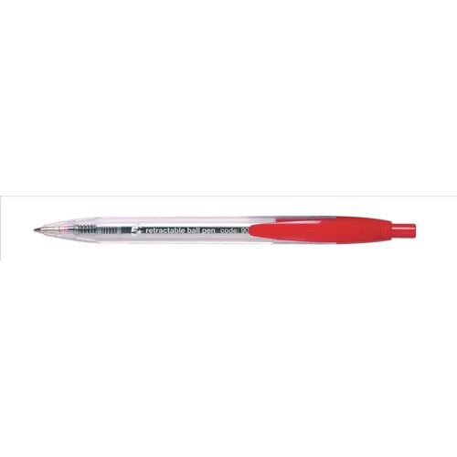 5 Star Office Retractable Grip Ball Pen Medium 1.0mm Tip 0.4mm Line Red [Pack 10] Spicers