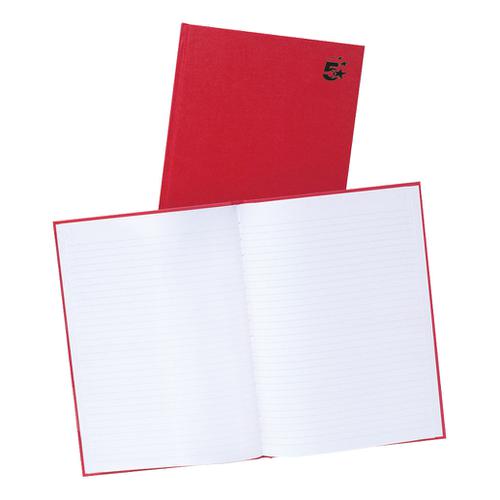 5 Star Office Manuscript Notebook Casebound 70gsm Ruled 192pp A4 Red [Pack 5]  912874